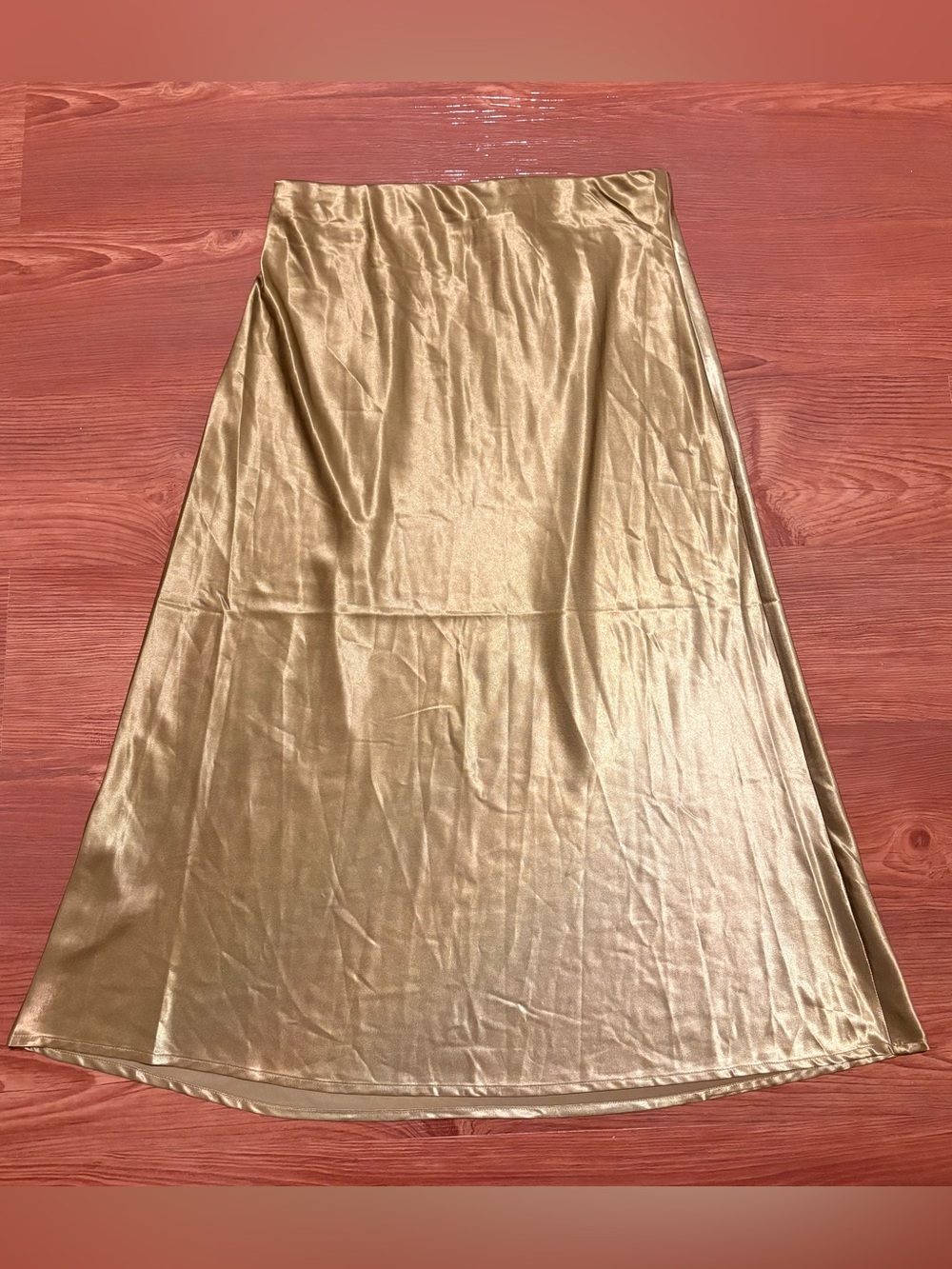 Rachel Zoe Metallic Green Satin A-Line Skirt